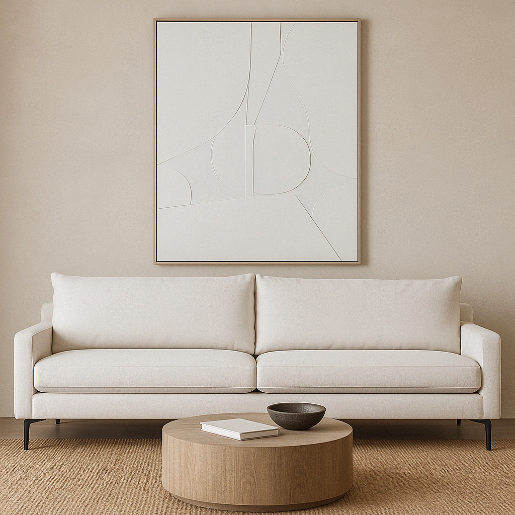Experience luxury and sophistication with the Vivienne sofa. This elegant piece is upholstered in a neutral textured fabric and features a powder coated steel leg. Assembly of the legs is required.

Dimensions

H 82cm W 218cm D 88cm

Seat Height 47cm

Legs 19cm