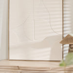 Minimalist white textured wall art with abstract geometric shapes