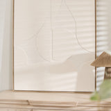 Minimalist white textured wall art with abstract geometric shapes