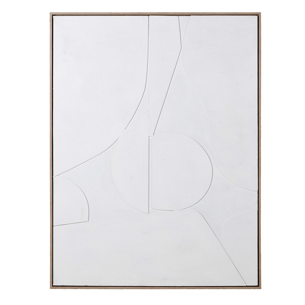 A neutral abstract canvas complete with a floating wooden frame.