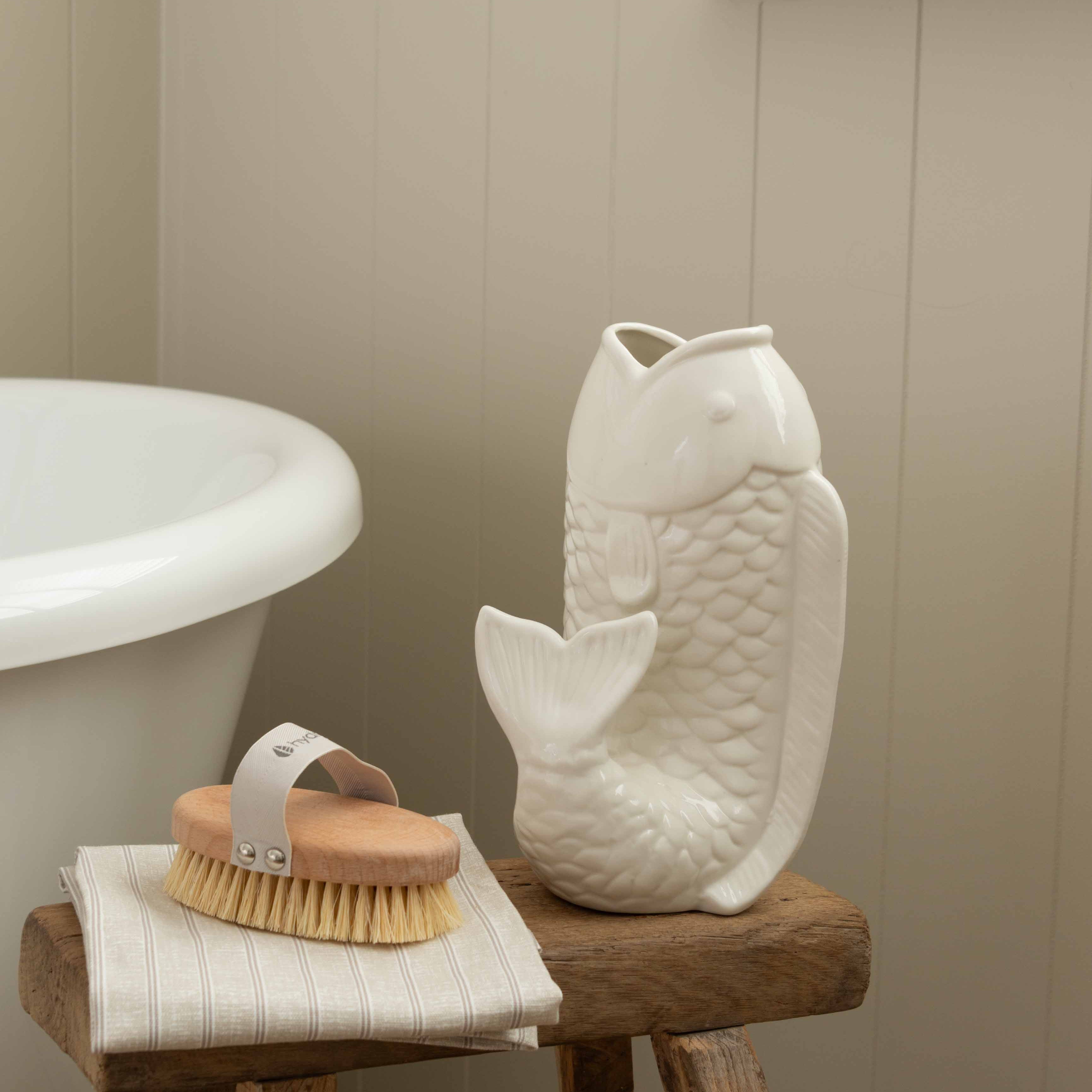 White Decorative Ceramic Fish Vase