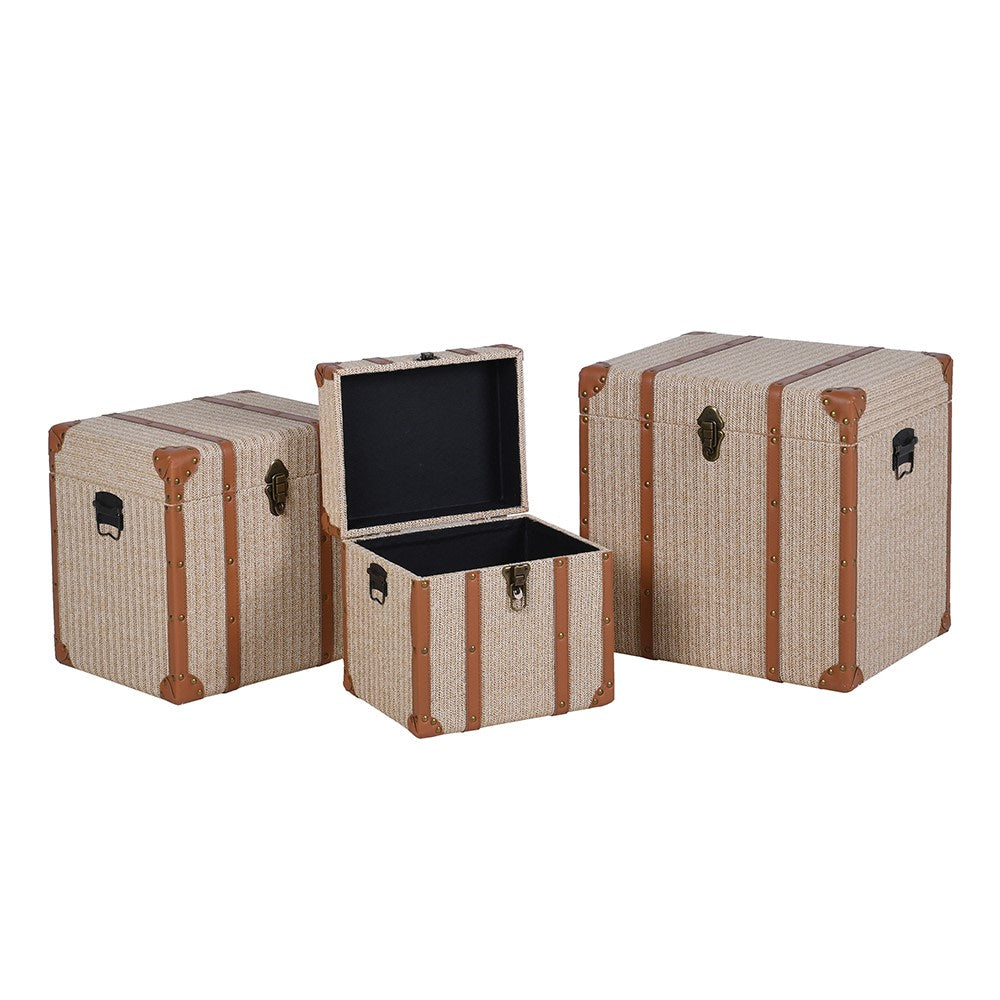 The Savannah Woven Storage Trunk Set – three nesting decorative trunks