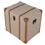 Large  woven effect trunk with PU leather trim and handles