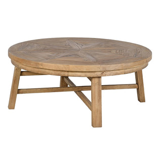Notgrove Parquet Round Coffee Table | Reclaimed Pine