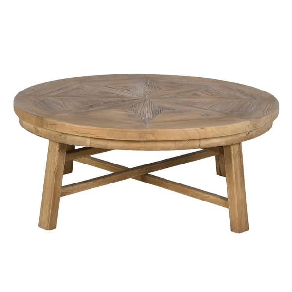 Notgrove Parquet Round Coffee Table | Reclaimed Pine