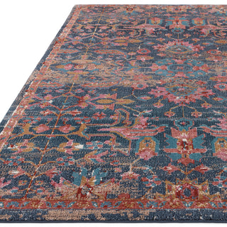 Close-up of the Zola Evin rug pattern in turquoise and pink