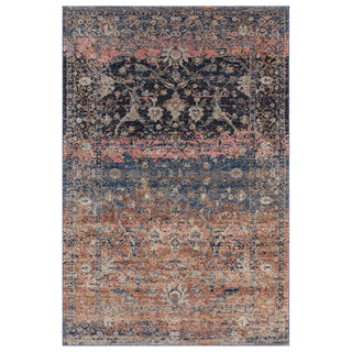 Zola Fasa traditional rug in terracotta and pink, full flat view