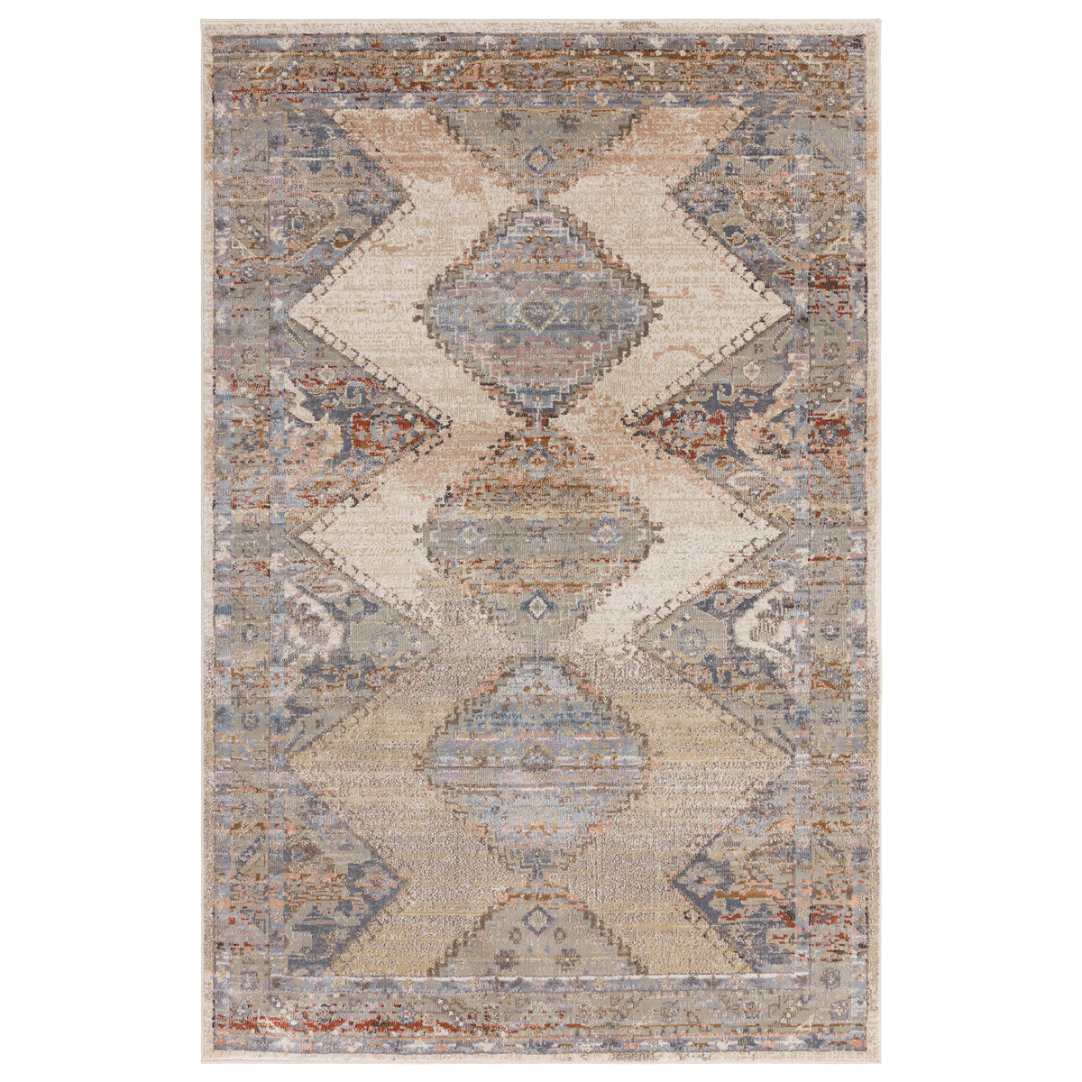Zola Lisar traditional rug in multicolour, full flat view