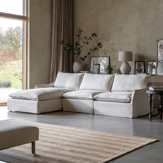 Bibury oatmeal linen chaise sofa with left hand facing chaise