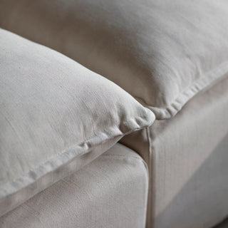 Bibury left hand chaise sofa front view showing deep seat cushions