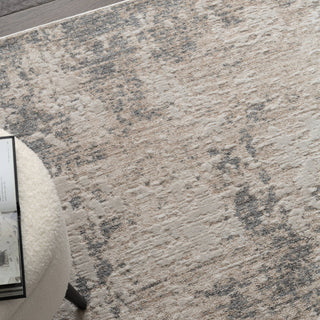 Close-up of the Anders abstract rug in ivory and grey showing the space-dyed pile