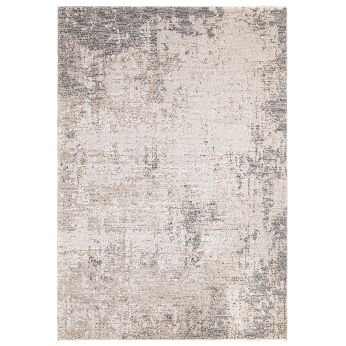 Anders abstract rug in ivory and grey, full flat view