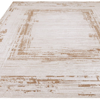 Anders bordered rug in ivory and golden brown, detail view 1