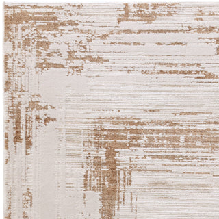Anders bordered rug in ivory and golden brown, detail view 2