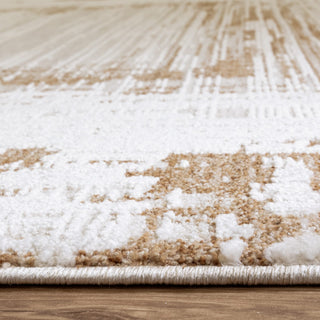 Anders bordered rug in ivory and golden brown, detail view 5