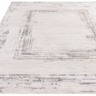 Anders bordered rug in ivory and ash grey, detail view 1