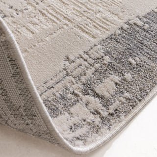 Anders bordered rug in ivory and ash grey, detail view 3