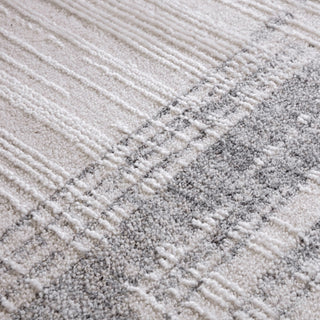 Anders bordered rug in ivory and ash grey, detail view 4