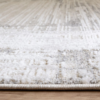 Anders bordered rug in ivory and ash grey, detail view 5
