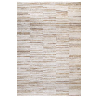 Anders striped rug in ivory and golden sand, full flat view