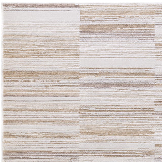 Anders striped rug in ivory and golden sand, detail view 2