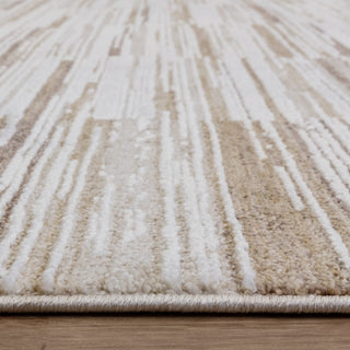 Anders striped rug in ivory and golden sand, detail view 5