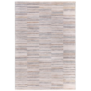Anders striped rug in grey, taupe and blue, full flat view