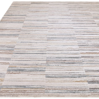 Anders striped rug in grey, taupe and blue, detail view 1