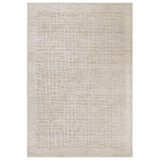 Anders grid rug in beige and stone, full flat view