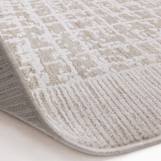 Anders grid rug in beige and stone, detail view 3