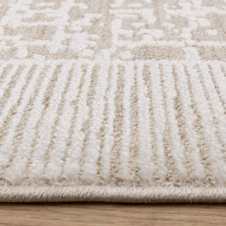 Anders grid rug in beige and stone, detail view 5