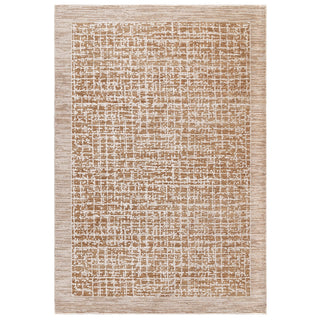 Anders grid rug in warm tan and mocha, full flat view