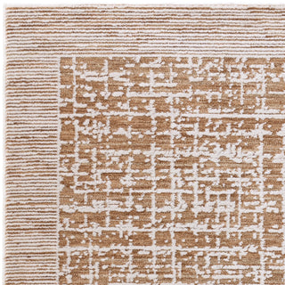 Anders grid rug in warm tan and mocha, detail view 2