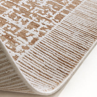Anders grid rug in warm tan and mocha, detail view 3