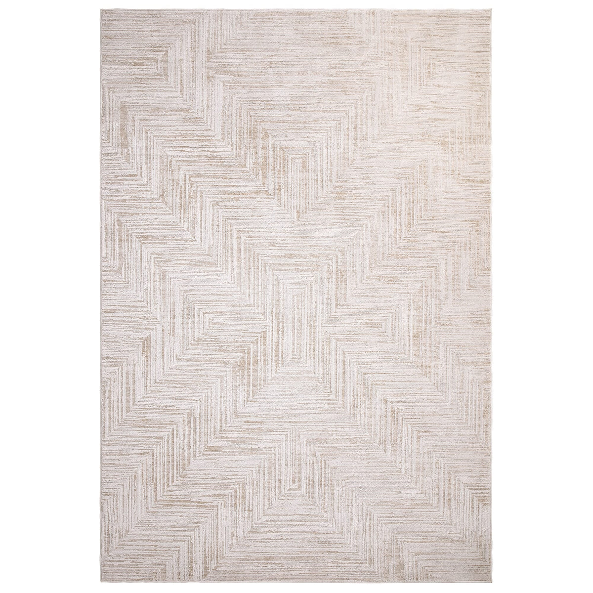 Anders chevron rug in cream and warm beige, full flat view