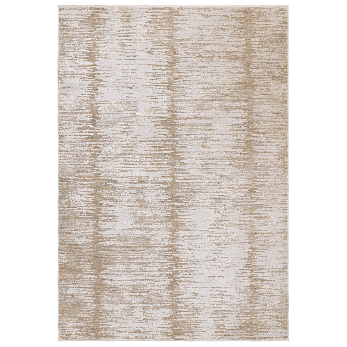 Anders brushstroke rug in soft cream and taupe, full flat view