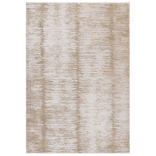 Anders brushstroke rug in soft cream and taupe, full flat view
