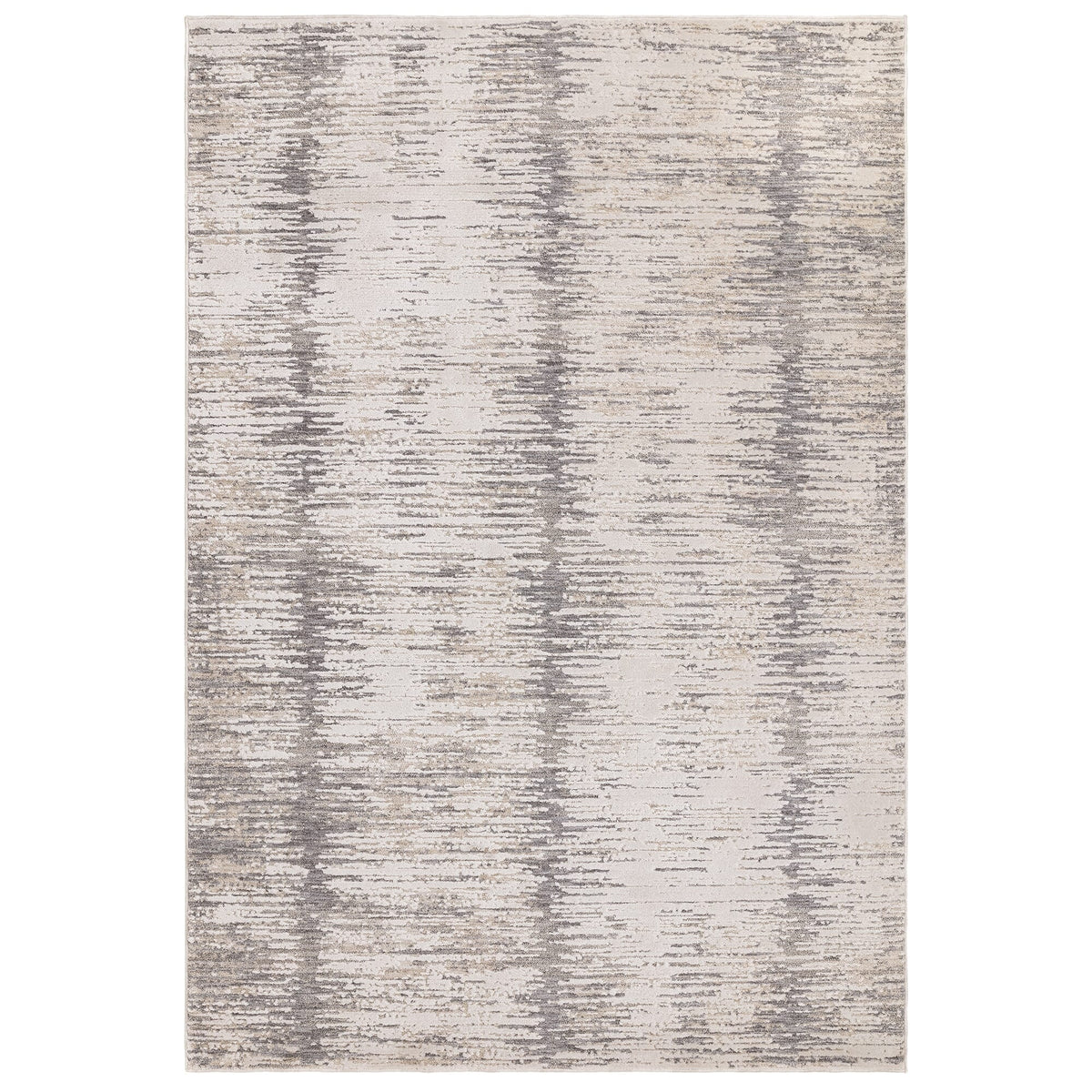 Anders brushstroke rug in light grey and charcoal, full flat view