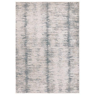 Anders brushstroke rug in ivory and steel blue, full flat view