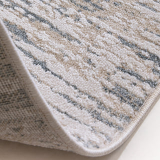 Anders brushstroke rug in ivory and steel blue, detail view 3