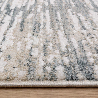 Anders brushstroke rug in ivory and steel blue, detail view 5