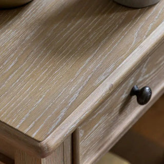 Antoine Bedside Table Limewashed Oak & Oak Veneer - CharlesTed Home