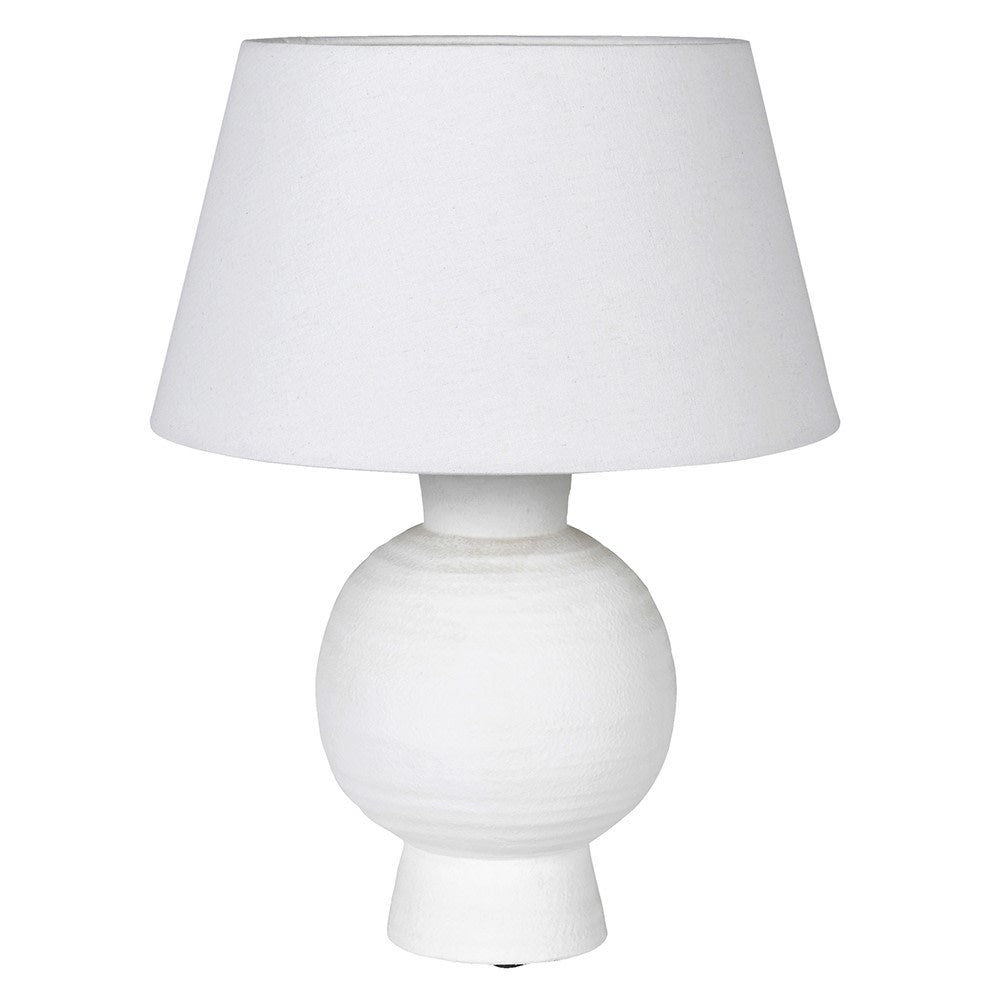 White table lamp with a rounded base