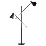 Charles Ted Modern Black and Brass Multi-Arm Floor Lamp with Adjustable Cone Shades