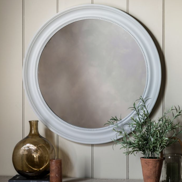 Add timeless charm and sophistication to your home décor with this elegant round wall mirror, featuring a beautifully crafted stone coloured beaded frame. Perfectly blending traditional design with modern appeal, this decorative mirror enhances any space—be it your living room, entryway, bedroom, or hallway.

With its soft matte finish and subtle detailing, this mirror reflects light beautifully, creating an airy and spacious feel. Whether used as a standalone statement piece or as part of a gallery wall, i