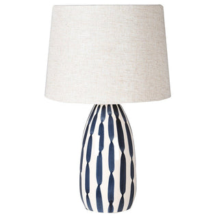 Blue and White Stripe Ceramic Table Lamp - CharlesTed Home