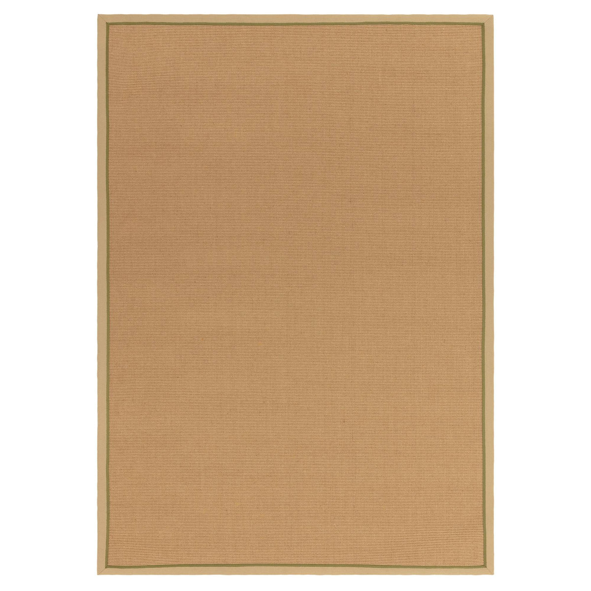 Bordo bouclé jute rug in linen and sage, full view with border