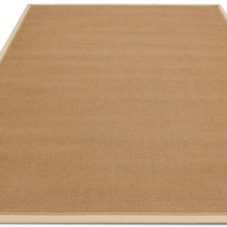 Bordo cream bouclé rug corner and woven border detail