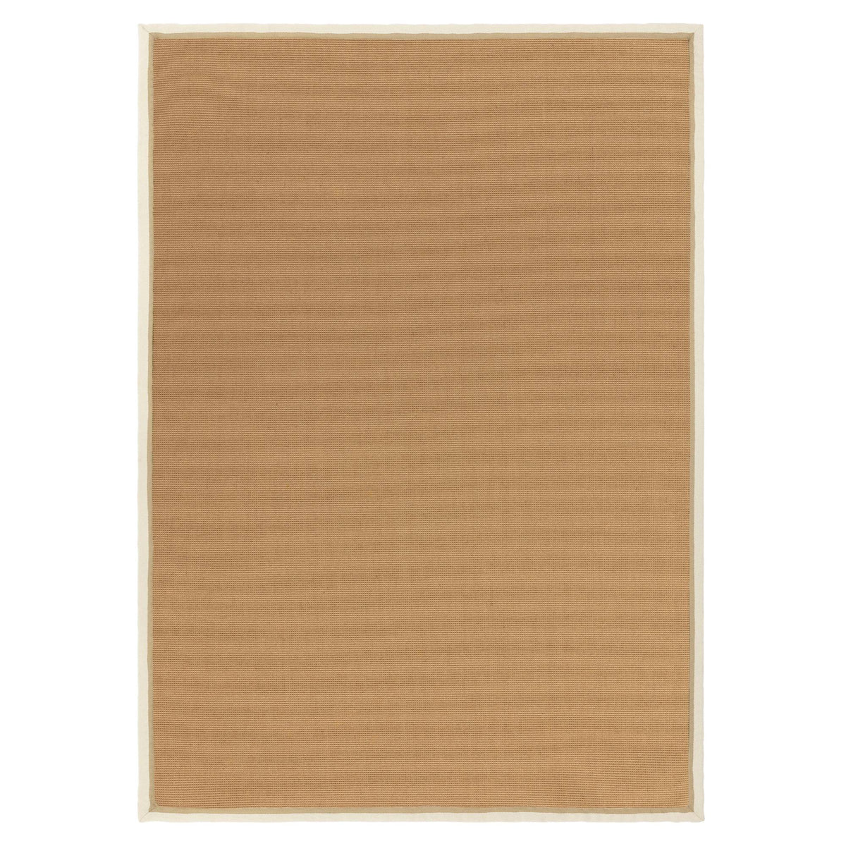 Bordo bouclé jute rug in cream and linen, full view with border