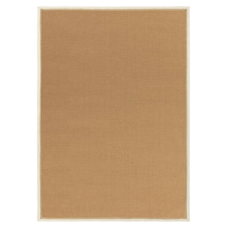 Bordo bouclé jute rug in cream and linen, full view with border